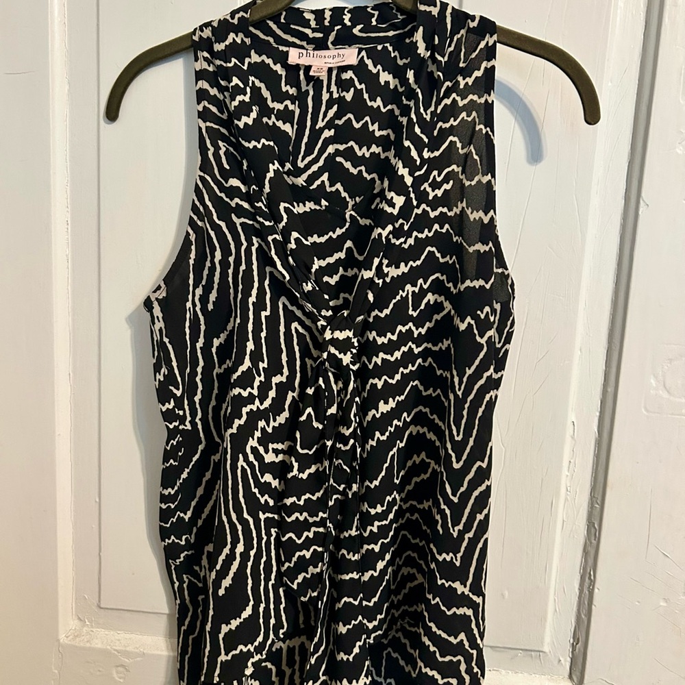 Philosophy Black and White Blouse with Abstract Print